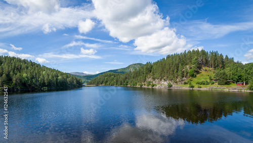 Typical lake landscape of Norwegian nature