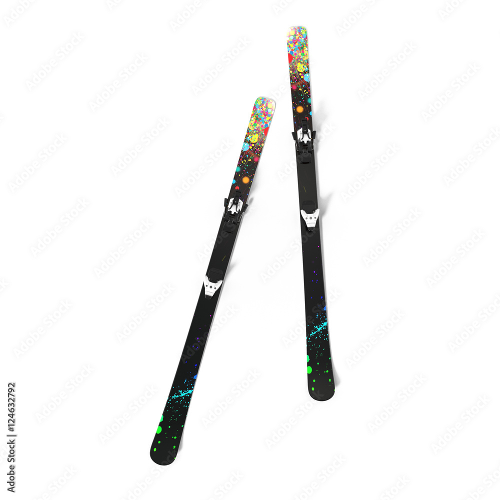 pair of skis isolated on white. 3D illustration