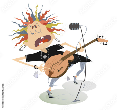 Rock forever. Guitarist is playing music with great inspiration
