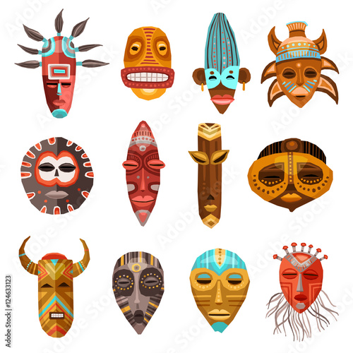 African Ethnic Tribal Masks Set