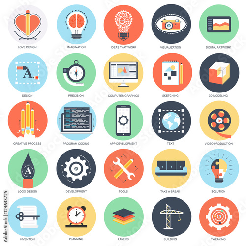 Flat conceptual icon creative process