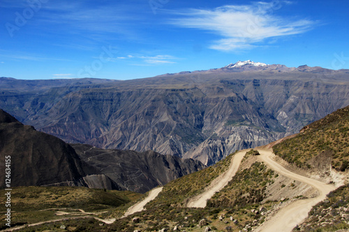Cotahuasi Canyon Peru with road leading into deep canyon  one of the deepest and most beautiful canyons in the world