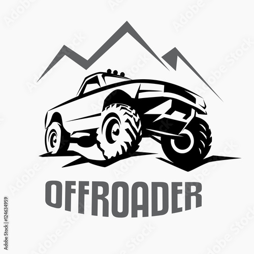 offroad suv car monochrome template for labels, emblems, badges
