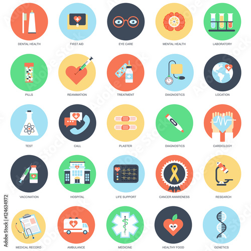 Flat conceptual icons healthcare and medicine