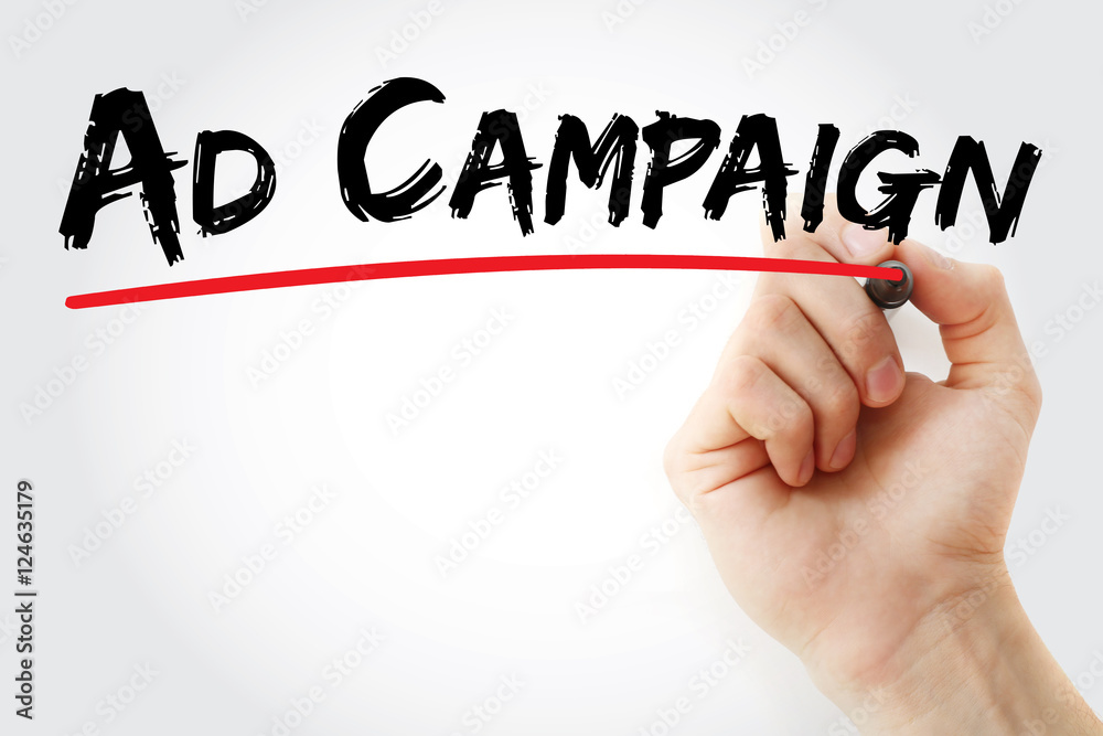 Hand writing Ad campaign with marker, concept background Hand writing Ad campaign with marker, concept background