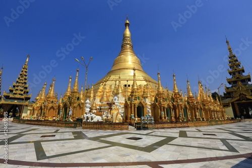 Shwedagon Paya pagoda Myanmer famous sacred place and tourist attraction landmark Yangon  Myanmar 