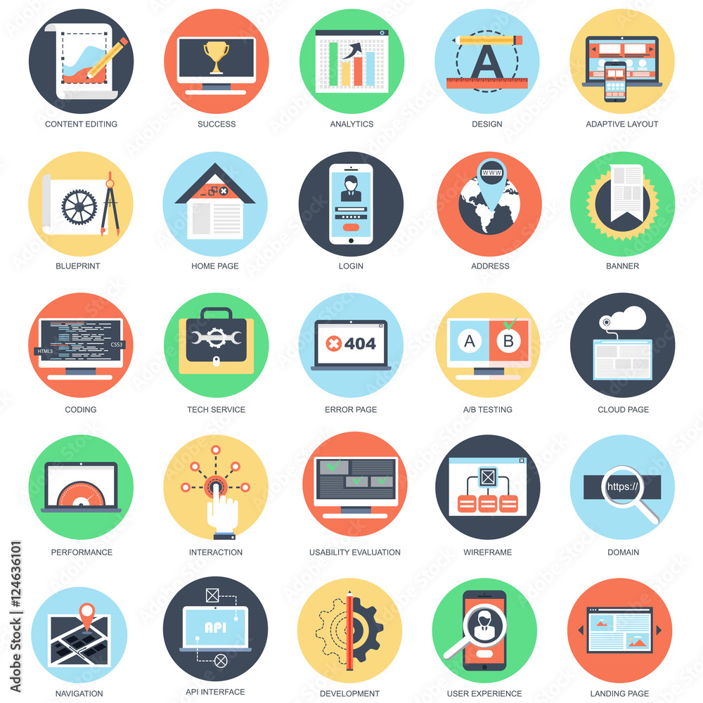 Flat conceptual icons web design Flat conceptual icons web design