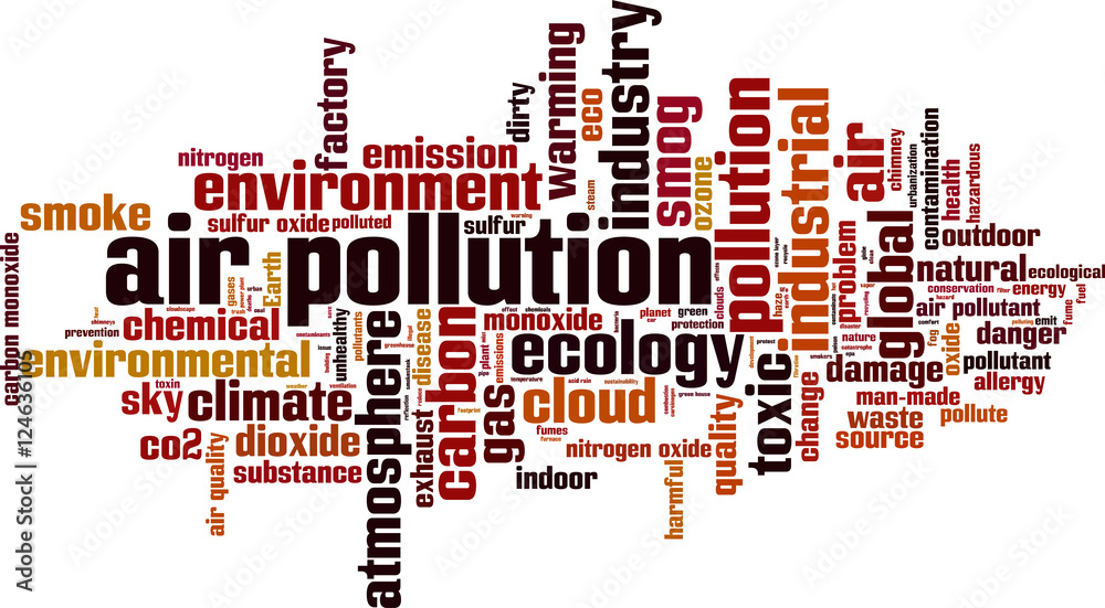 Air pollution word cloud concept. Vector illustration Air pollution word cloud concept. Vector illustration