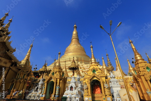 Shwedagon Paya pagoda Myanmer famous sacred place and tourist attraction landmark Yangon  Myanmar 