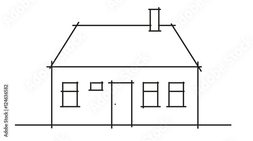 Einfaches Haus, Eigenheim, Einfamilienhaus mit Satteldach, Hausbau, Entwurf