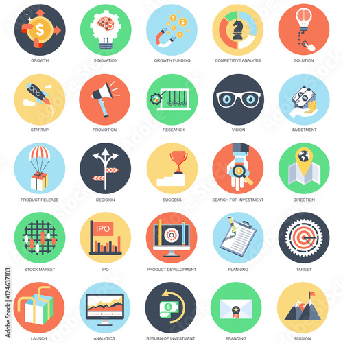Flat conceptual icons office and business