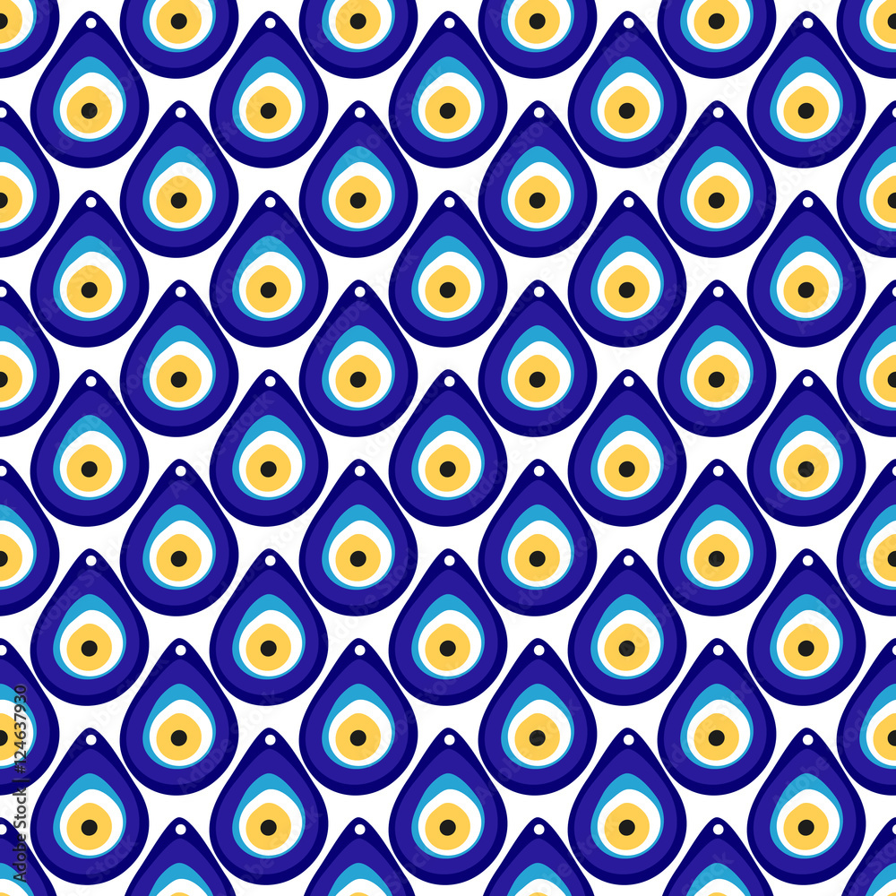 Evil eye seamless pattern. Turkish eye bead background
Evil eye seamless pattern. Turkish eye bead background