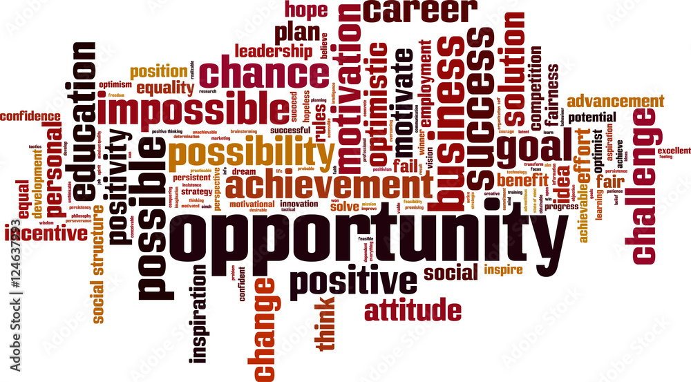 Opportunity word cloud concept. Vector illustration Opportunity word cloud concept. Vector illustration
