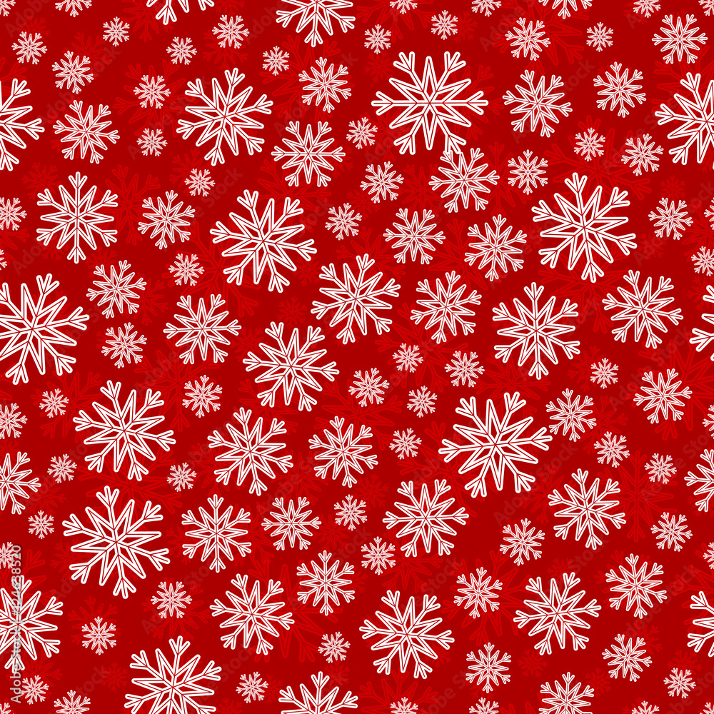 Christmas seamless pattern with white red snowflakes Christmas seamless pattern with white red snowflakes