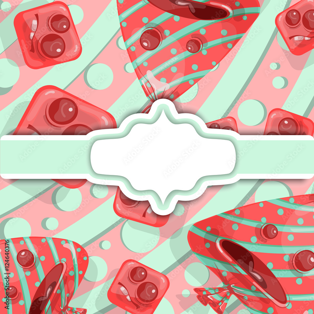 Candy background with frame. Template for your design. Vector illustration. Candy background with frame. Template for your design. Vector illustration.