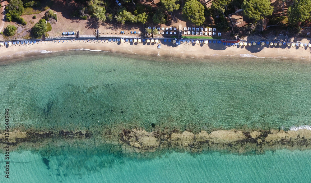 Overhead panoramic view of Torre Mozza, Tuscan Beach, Italy