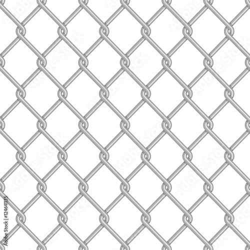 Seamless chain link fence background.