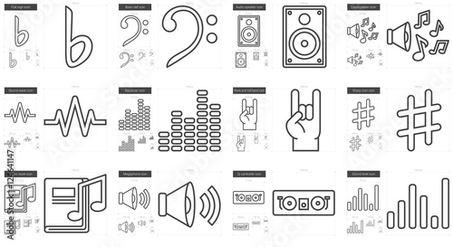 Music line icon set.