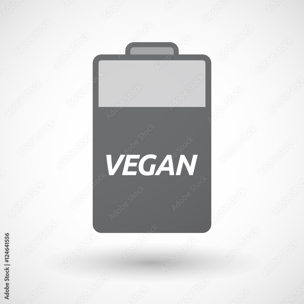 Isolated battery icon with the text VEGAN Isolated battery icon with the text VEGAN
