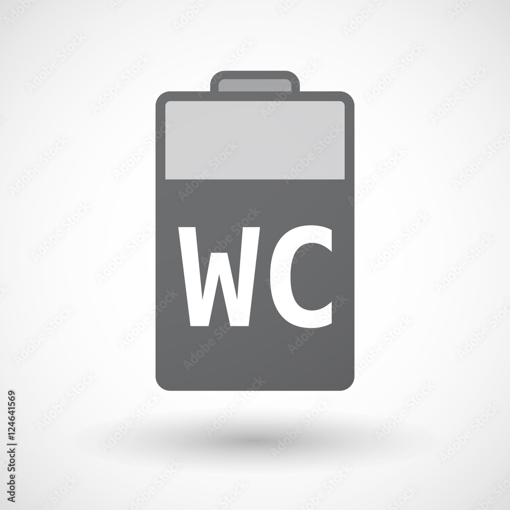 Isolated battery icon with the text WC Isolated battery icon with the text WC