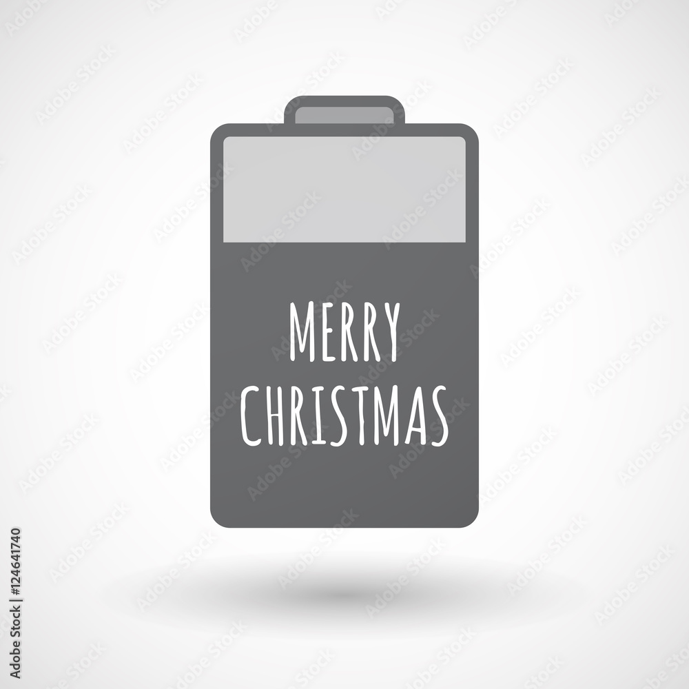 Isolated  battery icon with    the text MERRY CHRISTMAS