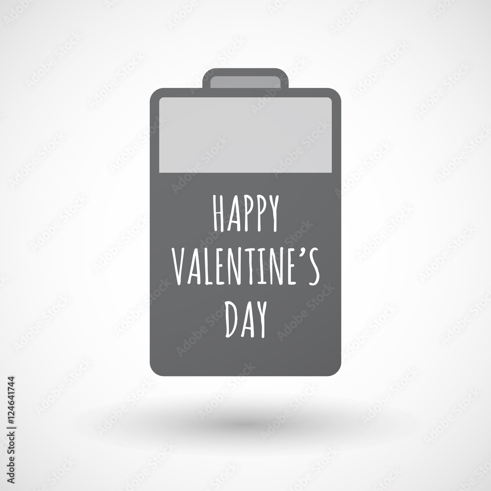 Isolated  battery icon with    the text HAPPY VALENTINES DAY