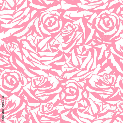 Seamless pattern with pink roses. Fashion natural background