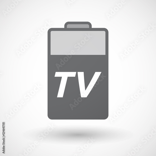 Isolated  battery icon with    the text TV