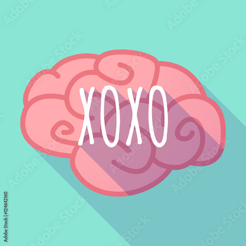 Long shadow pink brain icon with    the text XOXO