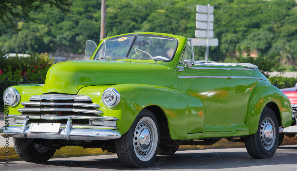 Colorful American Classic car on the street in Havana Cuba