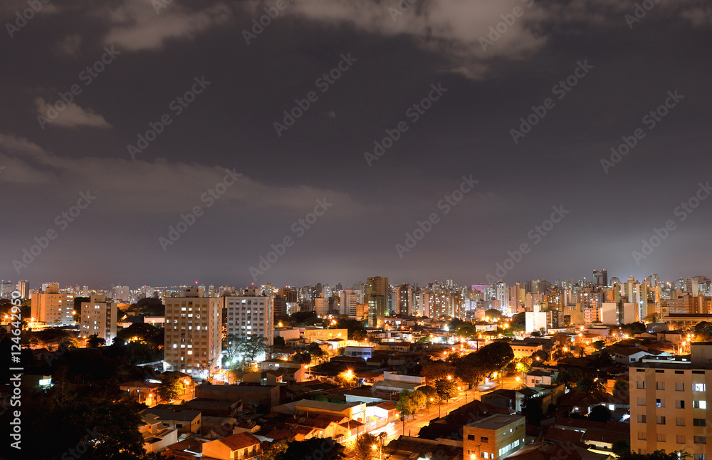 Campinas at night from above , in Brazil