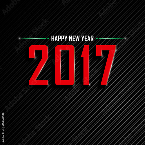 Happy New Year 2017 text design in a vector image. Dark background.