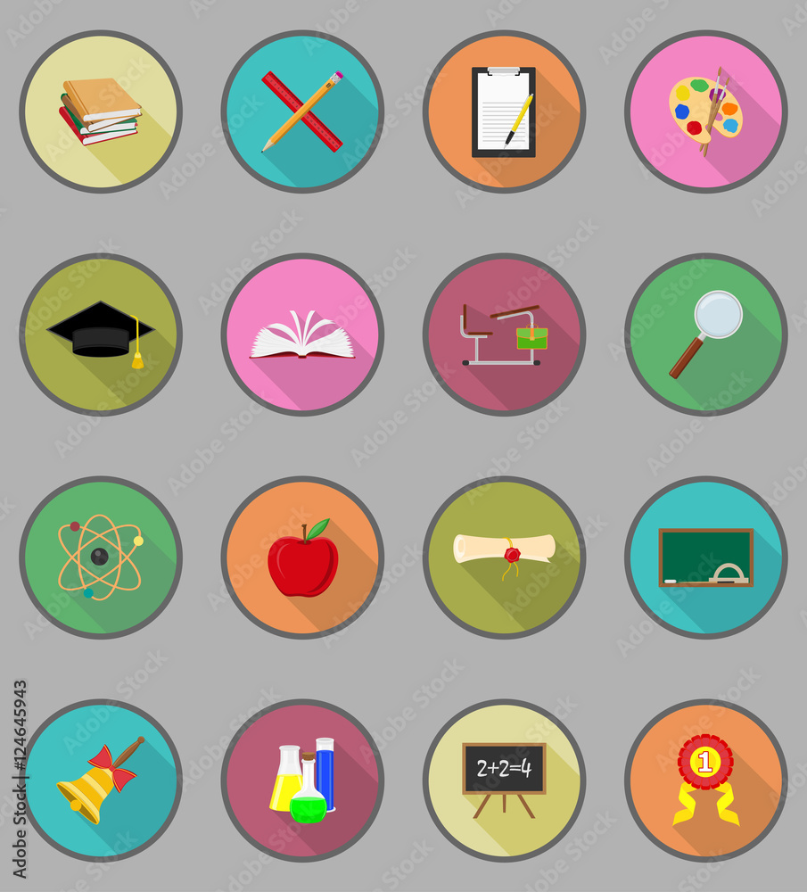 school education flat icons vector illustration school education flat icons vector illustration