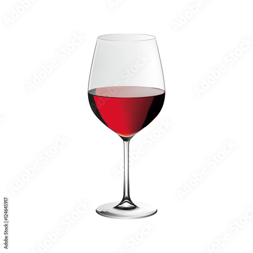 Red wine glass, realistic vector illustration, isolated on white
