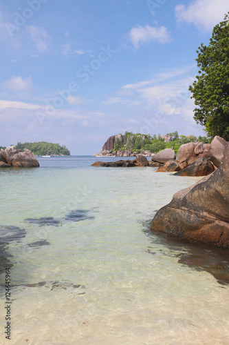 Boulders and rocks in gulf Anse Islette, Port Glod, Mahe, Seychelles