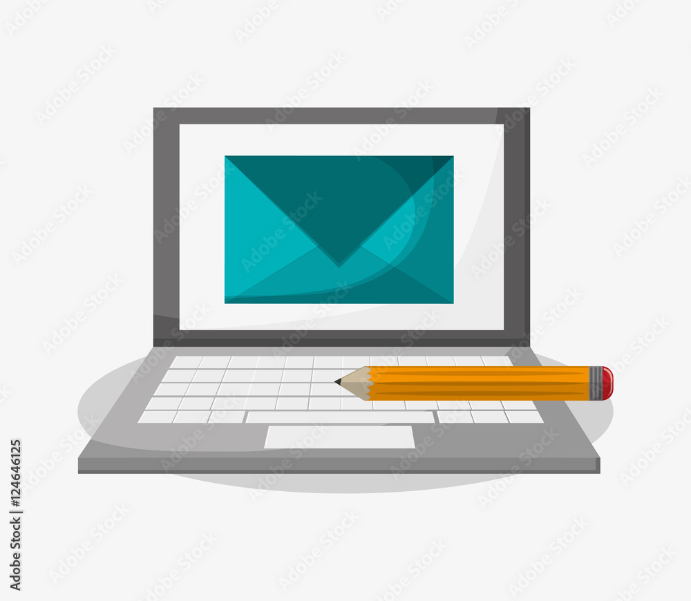 Laptop and envelope icon. Social media marketing and communication theme. Colorful design. Vector illustration Laptop and envelope icon. Social media marketing and communication theme. Colorful design. Vector illustration