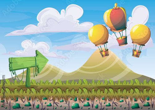 cartoon vector nature landscape background with separated layers for game art and animation game design asset in 2d graphic