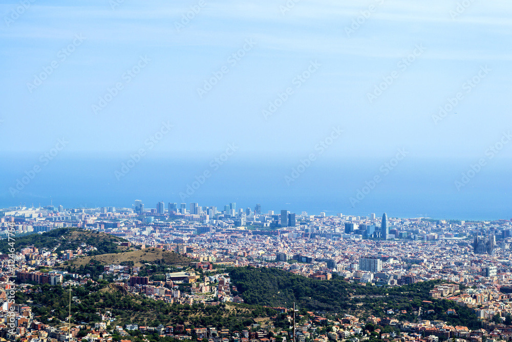 Top view of cityscape of Barcelona, Spain