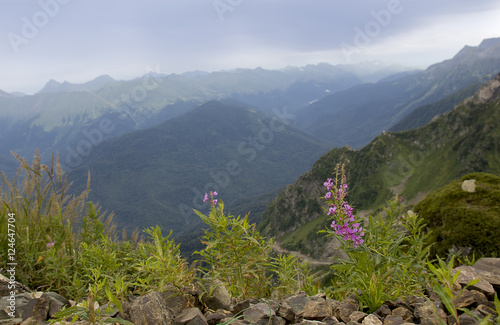 Mountain landscape in the Caucasus.