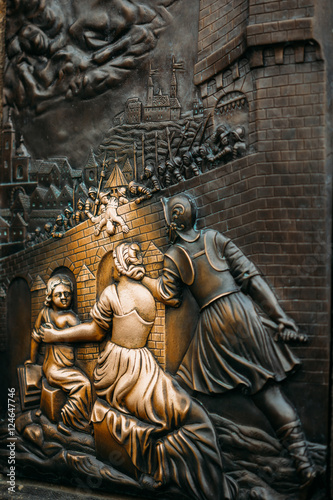 An old relief below the statue of St. John of Nepomuk on Charles