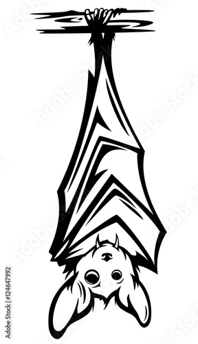 cute bat black and white vector design