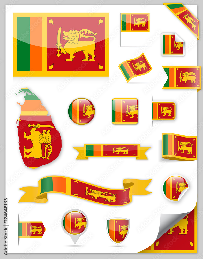 Sri Lanka Flag Set - Vector Collection