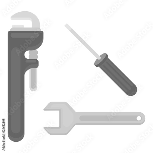 Plumbing tooles icon in monochrome style isolated on white background. Plumbing symbol stock vector illustration.