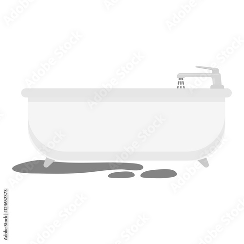 Bathtub icon in monochrome style isolated on white background. Plumbing symbol stock vector illustration.