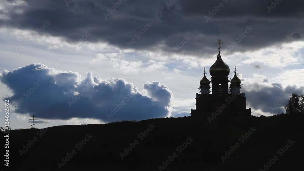 Church Silhouette on Dramatic Sky Background. Church Silhouette on Dramatic Sky Background.
