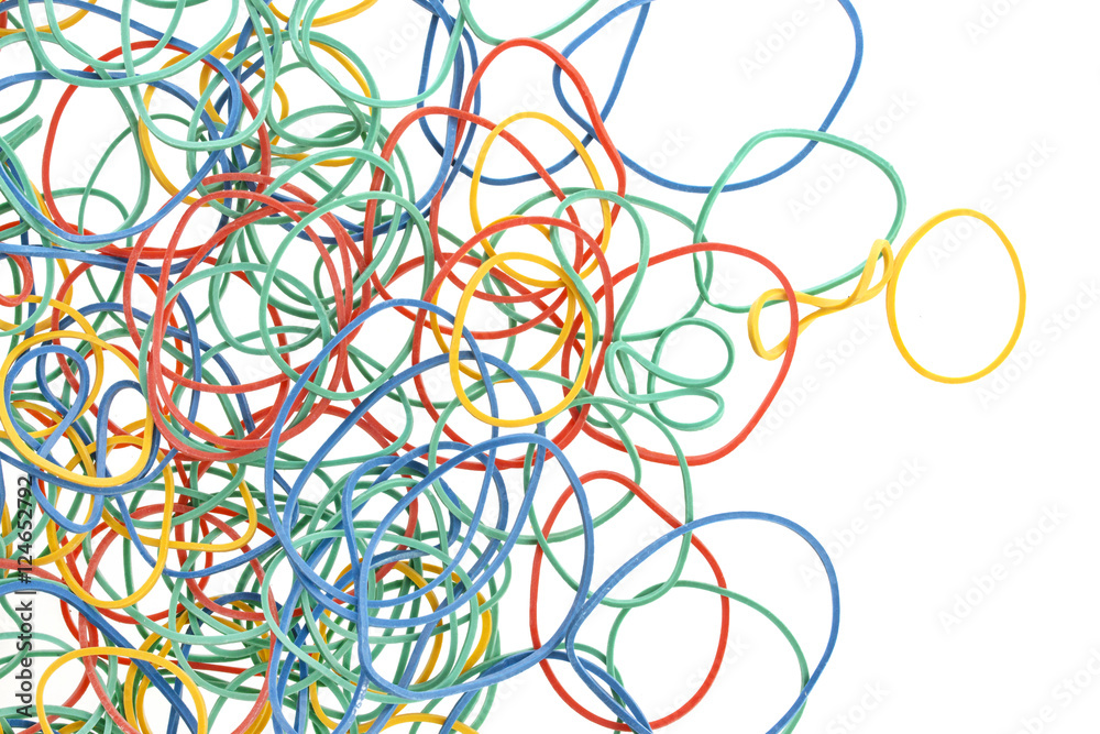 Colorful rubber bands isolated on white background Colorful rubber bands isolated on white background