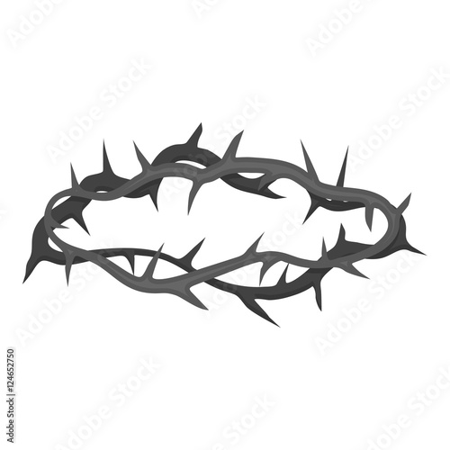 Crown of thorns icon in monochrome style isolated on white background. Religion symbol stock vector illustration.
