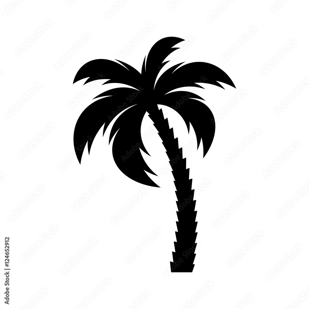 Naklejka premium Czarna ikona pojedynczego palmy