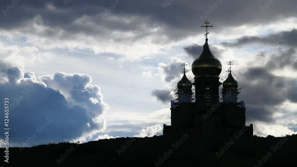 Church Silhouette on Dramatic Sky Background. Church Silhouette on Dramatic Sky Background.