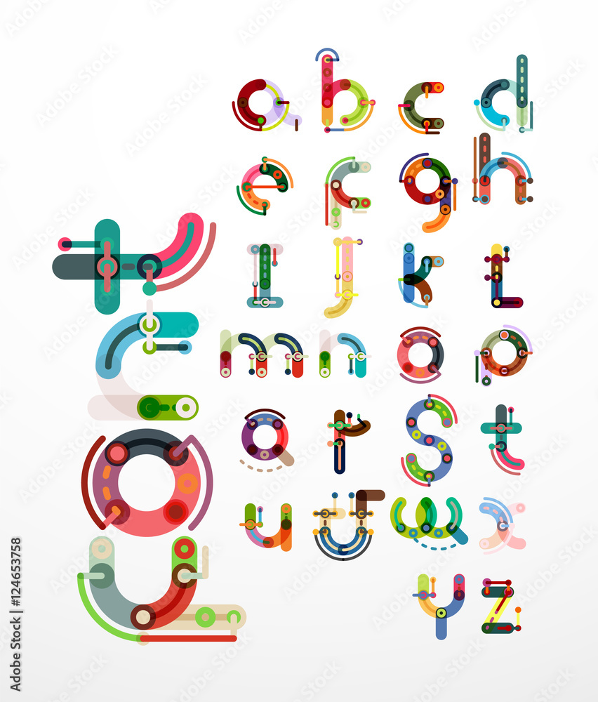 Linear design font, alphabet